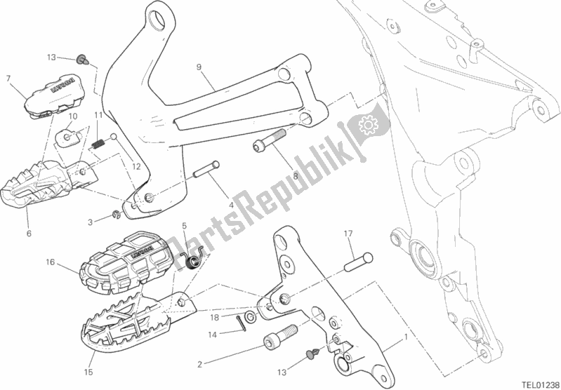 Todas las partes para Reposapiés, Derecha de Ducati Multistrada 1260 Enduro Thailand 2019
